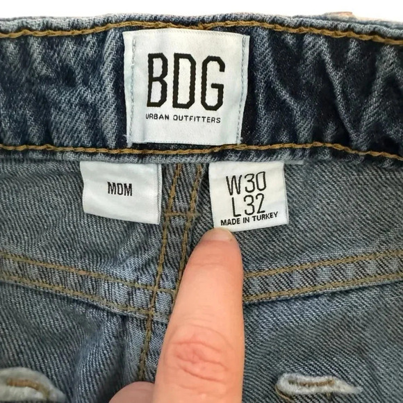 BDG Sustain Blue Mom Jeans Denim Distressed High Waisted W 30 - Picture 8 of 10